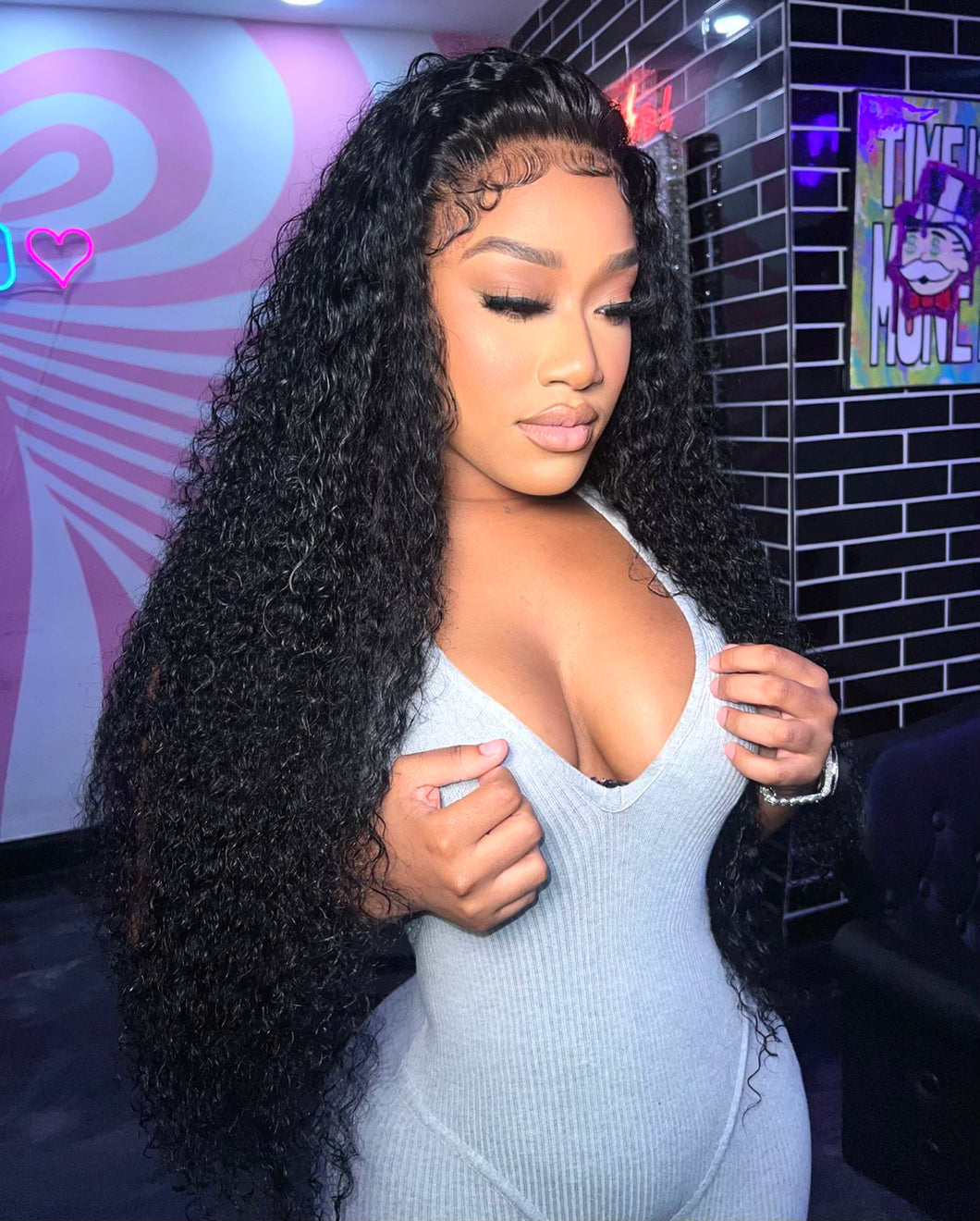 Tropicx Curl HD invisible lace Frontal wig)